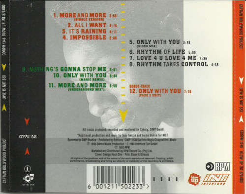 Captain Hollywood Project - Love Is Not Sex CD