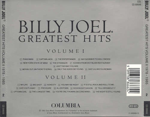 Billy Joel  Greatest Hits Volume I and Volume II CD