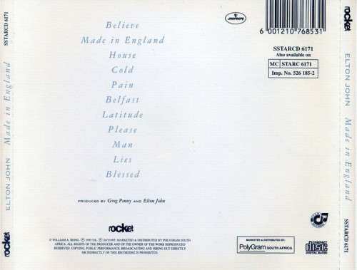 Elton John - Made In England CD