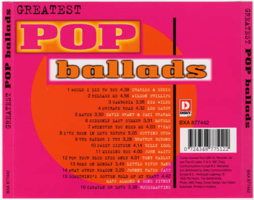 Greatest Pop Ballads - Various CD Import