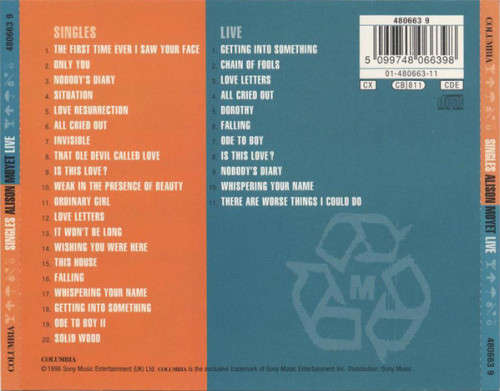 Alison Moyet - Singles / Live Double CD Import