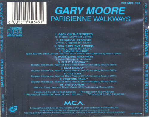 Gary Moore - Parisienne Walkways CD