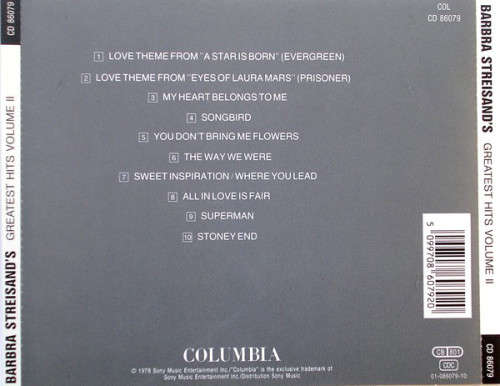 Barbra Streisand - Greatest Hits - Volume 2 CD Import