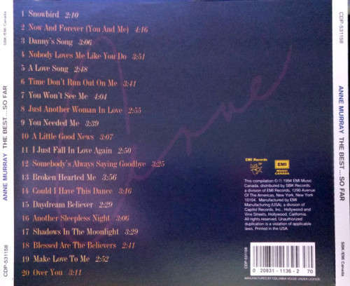 Anne Murray - The Best... So Far CD Import