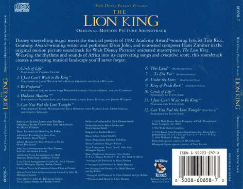 Lion King - Soundtrack CD Import