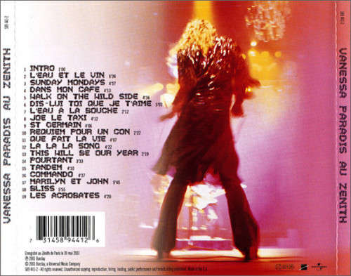 Vanessa Paradis - Au Zenith CD Import