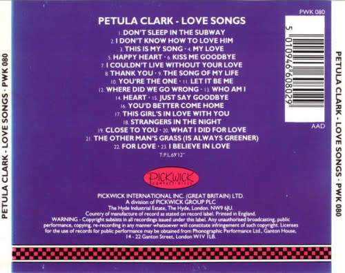 Petula Clark - Love Songs CD Import