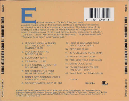 Duke Ellington - 16 Most Requested Songs CD Import