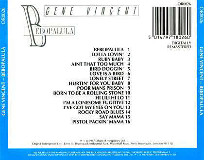 Gene Vincent - Bebopalula CD Import