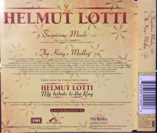 Helmut Lotti - Suspicious Minds CD Single Import