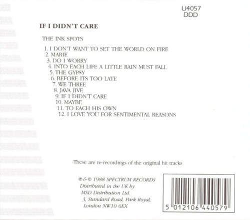 Ink Spots - If I Didn't Care CD Import