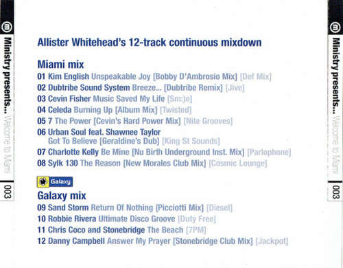 Allister Whitehead - Ministry Presents... Welcome To Miami CD Import Sealed