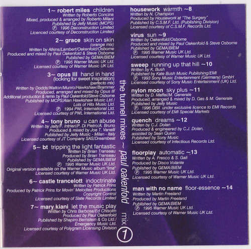 Paul Oakenfold, Michael Kilkie, Colin Tevendale, Steven McCreery - Tunnel Mixes Triple CD Import