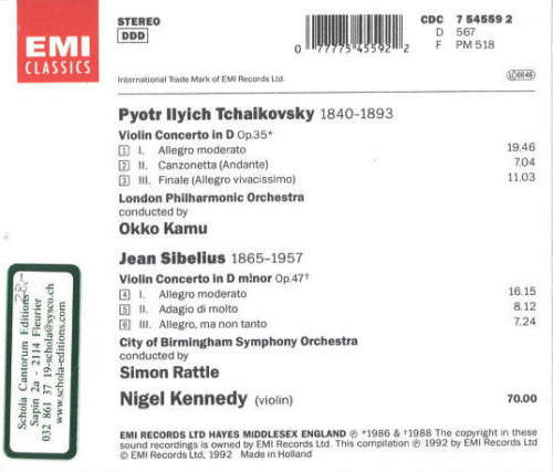 Nigel Kennedy, Pyotr Ilyich Tchaikovsky, Jean Sibelius - Tchaikovsky and Sibelius: Violin Concertos