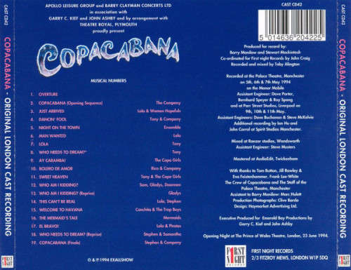 Barry Manilow, Bruce Sussman, Jack Feldman -  Copacabana (Original London Cast) CD Import