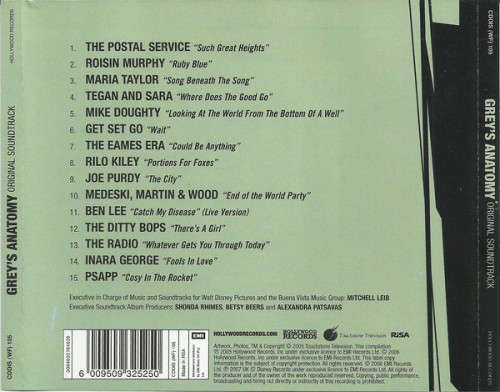 Grey`s Anatomy - Soundtrack CD