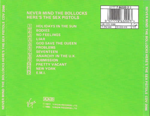 Sex Pistols - Never Mind the Bollocks CD Import