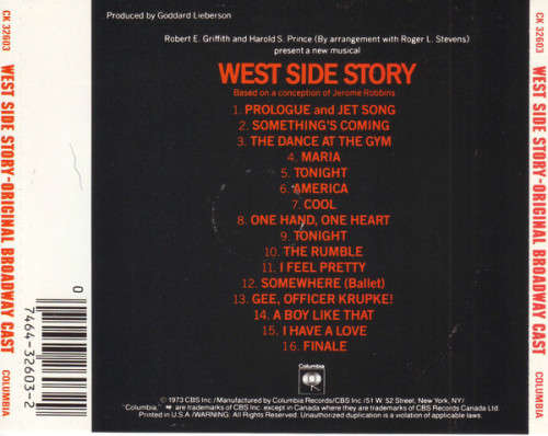 West Side Story - Original Broadway Cast Recording CD Import