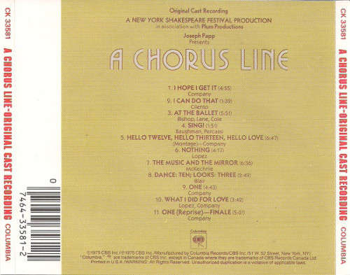 A Chorus Line - Original Cast Recording CD Import