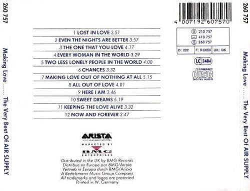 Air Supply - Making Love.... Very Best of CD Import