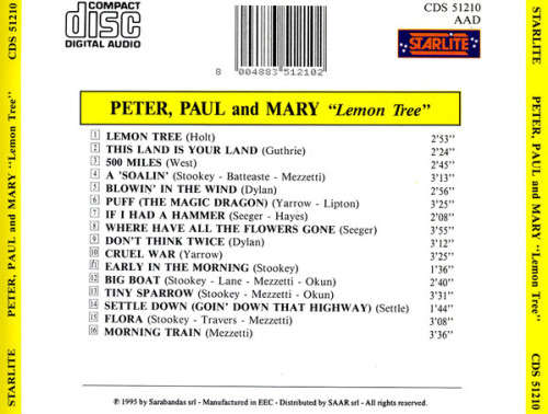Peter, Paul & Mary - Lemon Tree CD Import