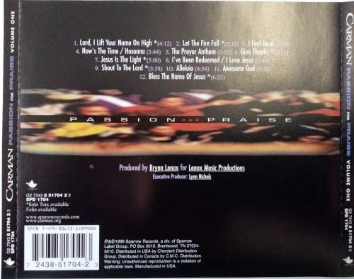 Carman - Passion For Praise, Volume One CD Import