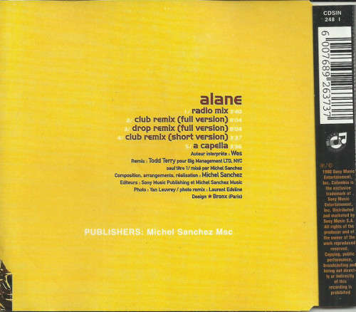 Wes - Alane (Todd Terry Remixes) Maxi CD Single