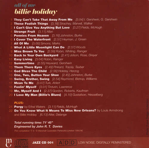 Billie Holiday - All of Me CD Import