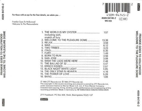 Frankie Goes To Hollywood - Welcome To the Pleasuredome CD Import