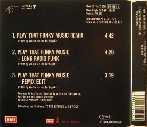 Vanilla Ice - Play That Funky Music (Remix Vol. 2) Maxi Single CD Import