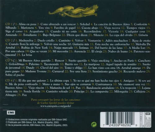 Carlos Gardel - 100 Por Carlos Gardel 4x CD Import