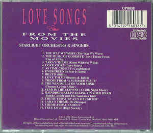 Starlight Orchestra and Singers - Love Songs From the Movies CD Import