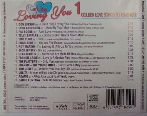 Various - I Can`t Stop Loving You 1 (Golden Love Songs To Remember) CD Import