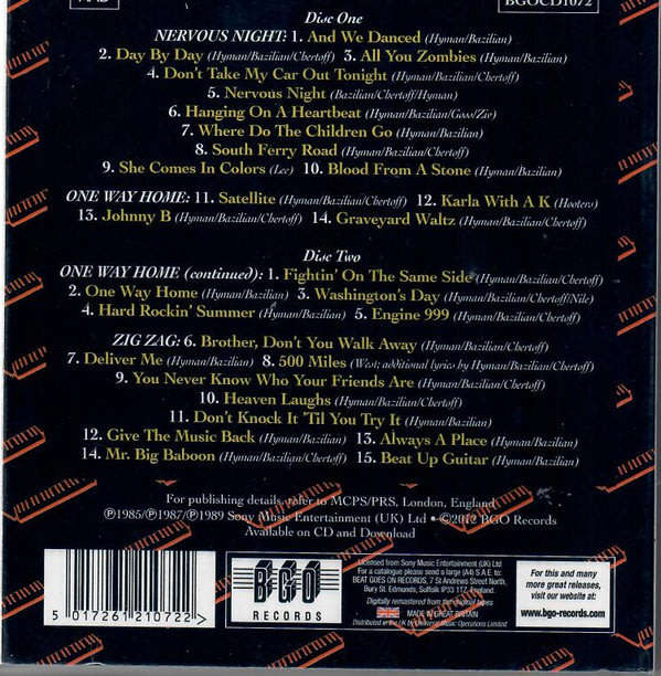 The Hooters - Nervous Nights / One Way Home / Zig Zag Double CD Import