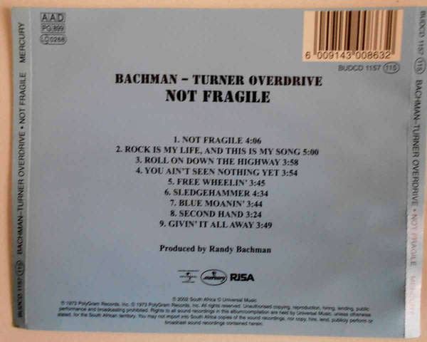 Bachman-Turner Overdrive - Not Fragile CD