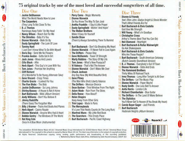 Burt Bacharach - Magic Moments - Definitive Burt Bacharach Collection Triple CD