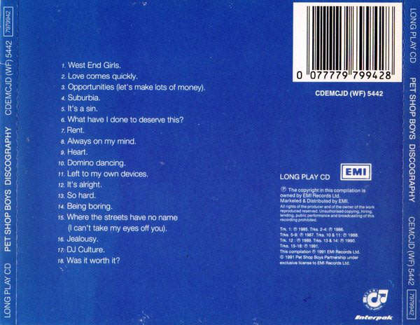 Pet Shop Boys - Discography (Complete Singles Collection) CD