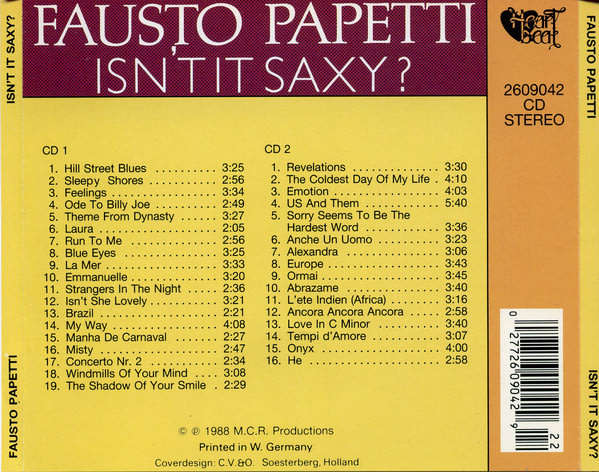 Fausto Papetti - Isn`t It Saxy? Double CD Import