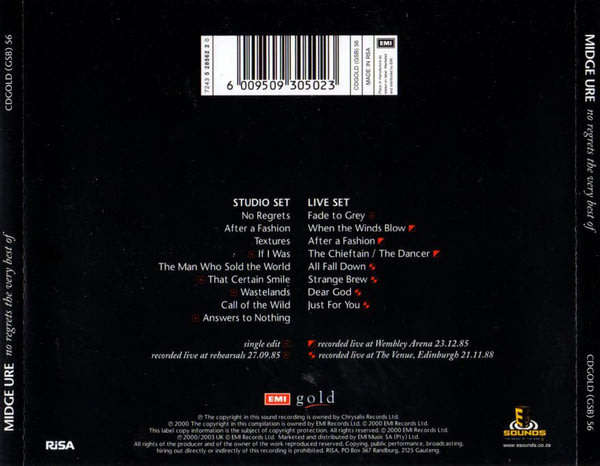Midge Ure - No Regrets: Very Best of CD