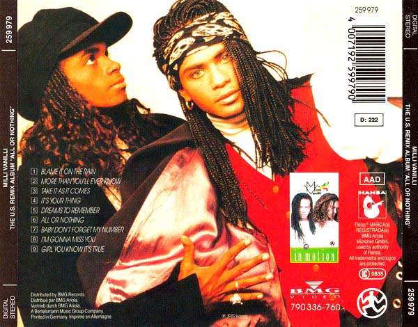 Milli Vanilli - All Or Nothing - U.S. Remix Album CD Import