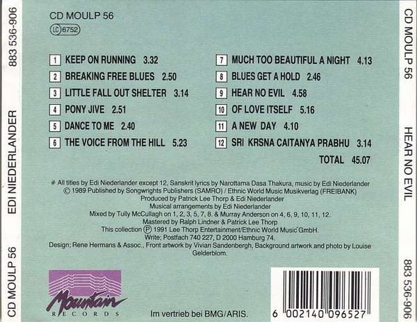 Edi Niederlander - Hear No Evil CD Rare