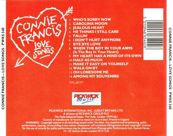 Connie Francis - Love Songs CD Import