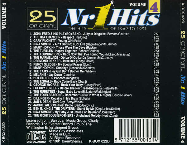 Various - 25 Original Nr. 1 Hits Volumes 1, 2, 3 and 4 (Hits of 1964 To 1991) (4x CD) Import