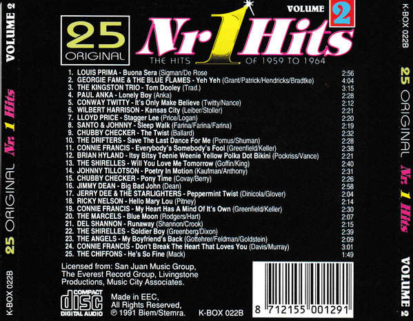 Various - 25 Original Nr. 1 Hits Volumes 1, 2, 3 and 4 (Hits of 1964 To 1991) (4x CD) Import