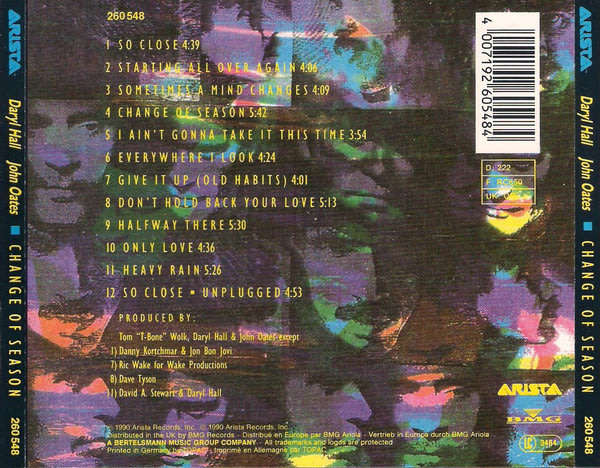 Daryl Hall and John Oates - Change of Season CD Import