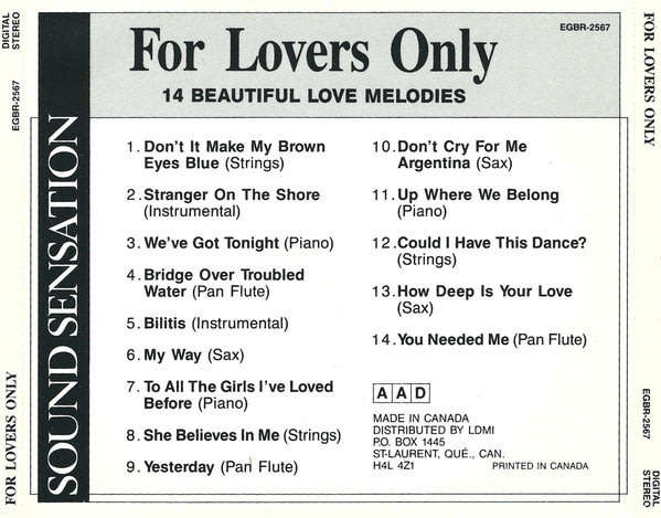 Various - For Lovers Only (14 Beautiful Love Melodies) CD Import
