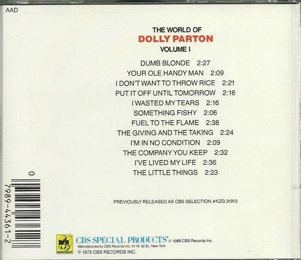 Dolly Parton - World of Volume One CD Import