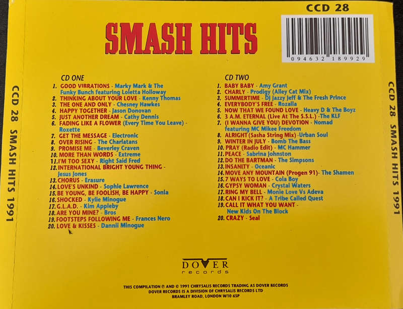 Various - Smash Hits 1991 Double CD Import