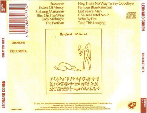 Leonard Cohen - Greatest Hits CD