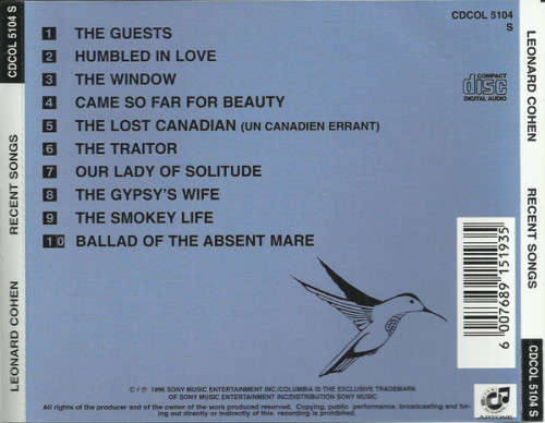 Leonard Cohen - Recent Songs CD